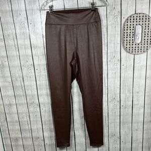 Offline by Aerie real luxe brown faux leather coating leggings size Large
